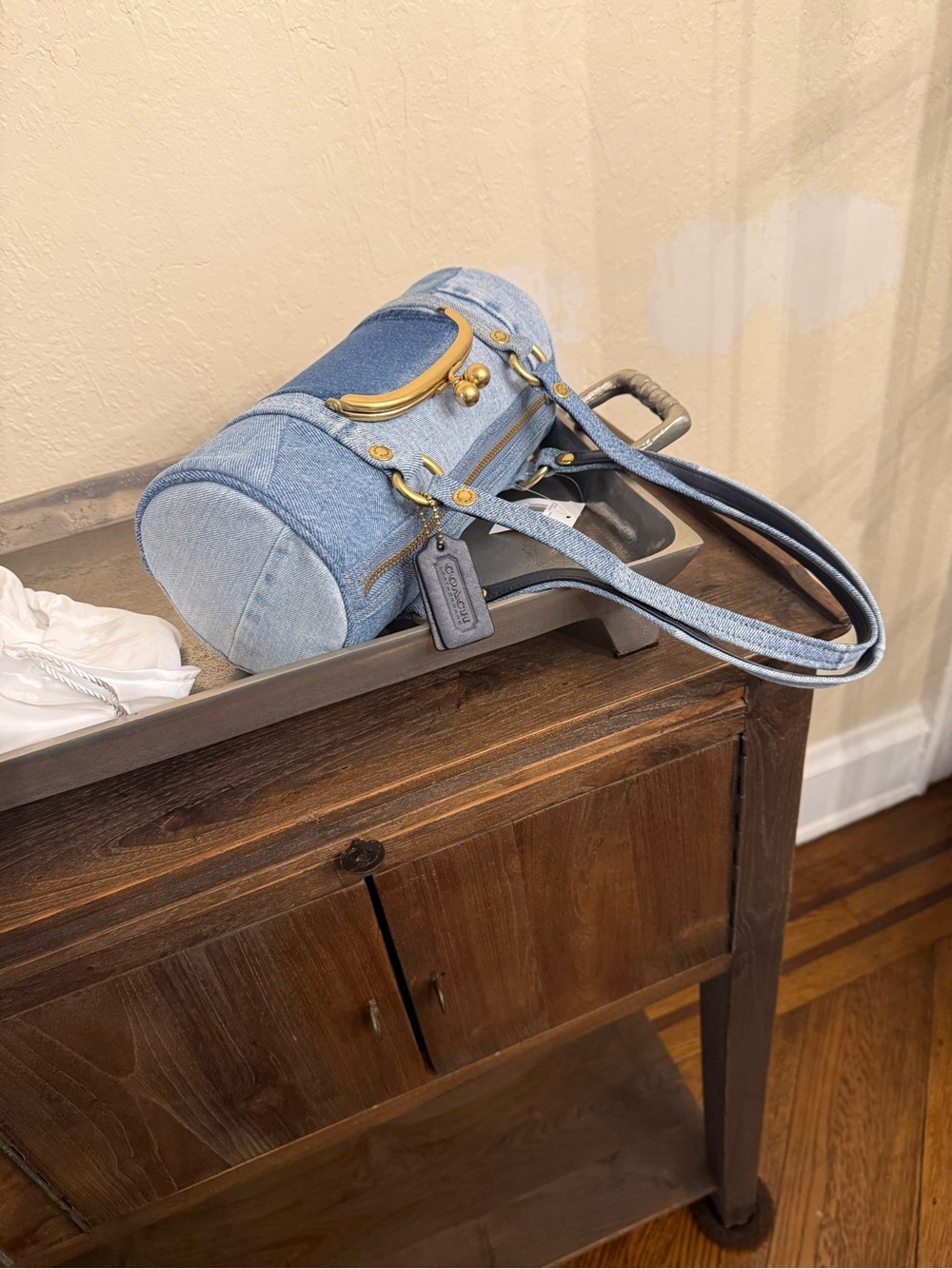 COACH - Originals Kisslock 28 Denim Barrel Bag - Picture 8 of 12